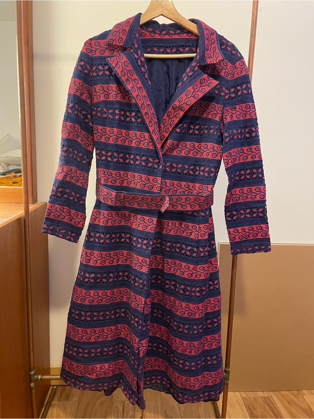 Vintage Women's purple and Pink bright patterned Trench Coat